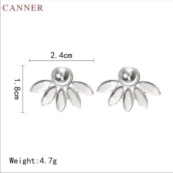 🔴 3/30$ Gold Flower Fan Double Sided Earrings - Picture 3 of 3